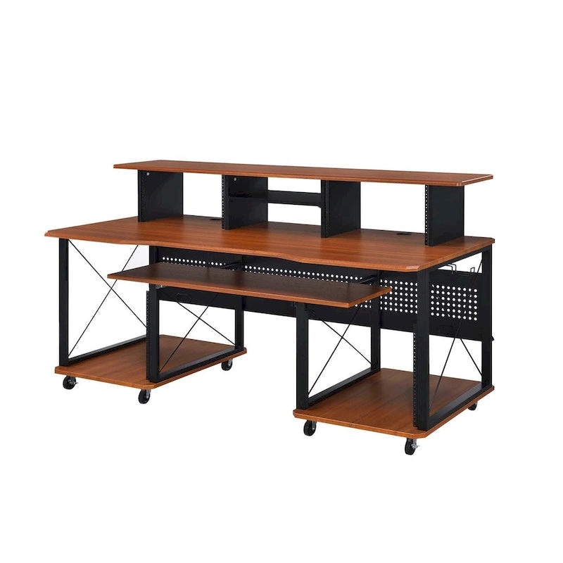 Rectangular Music Desk with 8 Wheels and 1 Keyboard Tray