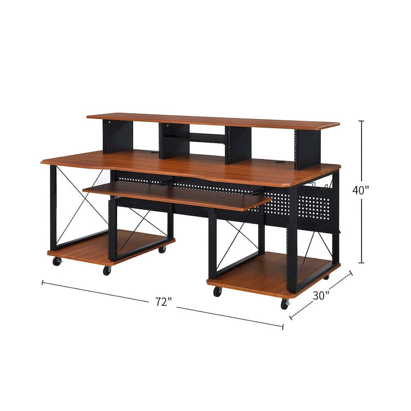 Rectangular Music Desk with 8 Wheels and 1 Keyboard Tray