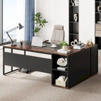 71 inch L Shaped Executive Desk with Cabinet