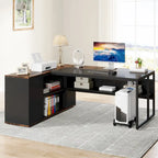 71 inch L Shaped Executive Desk with Cabinet