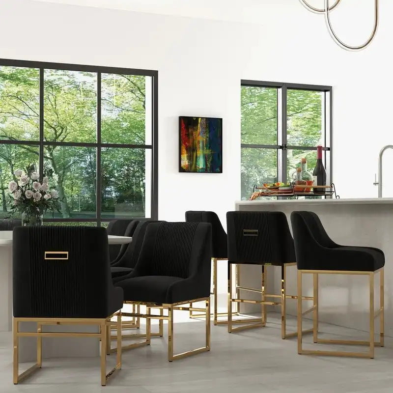 SEYNAR Contempoary Velvet Dining Chair with Metal Frame Legs, set of 6