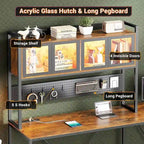 L Shaped Gaming Desk Computer Desk Pegboard 5 Drawers Storage Shelf