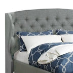 Jimi California King Bed, Upholstered Wingback Headboard, Gray Polyester