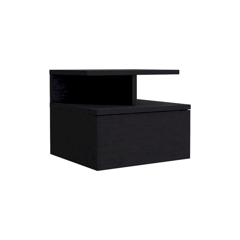 Floating Nightstand 12H,Wall Mounted with Single Drawer and 2-Tier Shelf,for Bedroom,Closet,Entryway,College Dorm