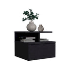 Floating Nightstand 12H,Wall Mounted with Single Drawer and 2-Tier Shelf,for Bedroom,Closet,Entryway,College Dorm