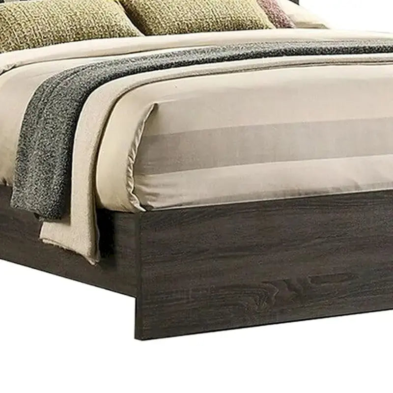Wooden California King Bed with High Upholstered Headboard