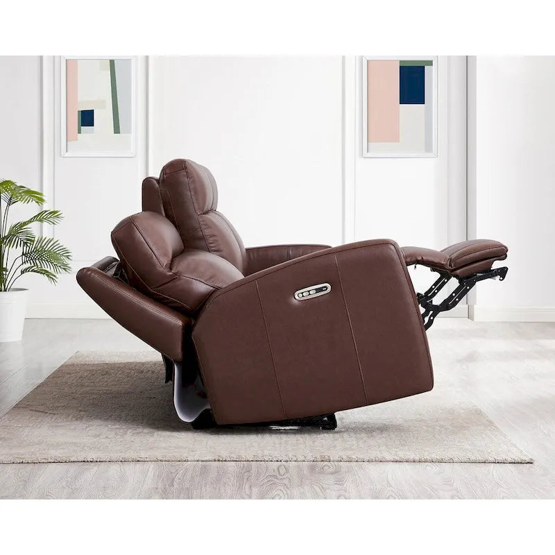 Hydeline Vienna Zero Gravity Power Recline and Headrest Top Grain Leather Sofa