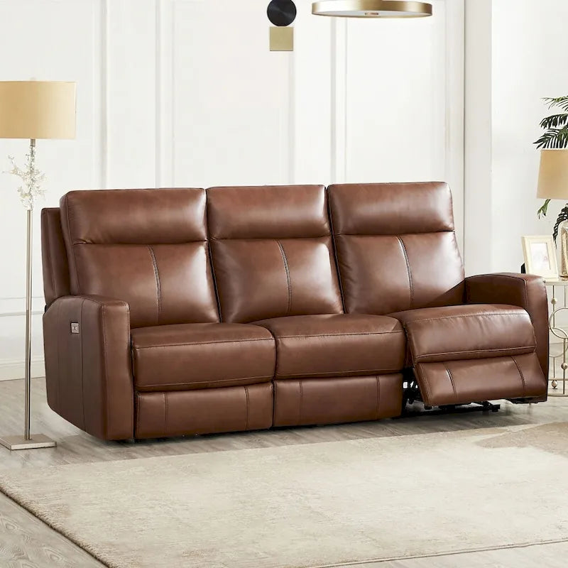 Hydeline Vienna Zero Gravity Power Recline and Headrest Top Grain Leather Sofa