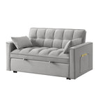 4 in1 Loveseat Sofa Bed with Armrests & Storage Pockets, Multi-Function Tufted Pull-out Sofa Bed with Adjustable Backrest