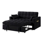 4 in1 Loveseat Sofa Bed with Armrests & Storage Pockets, Multi-Function Tufted Pull-out Sofa Bed with Adjustable Backrest