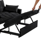 4 in1 Loveseat Sofa Bed with Armrests & Storage Pockets, Multi-Function Tufted Pull-out Sofa Bed with Adjustable Backrest