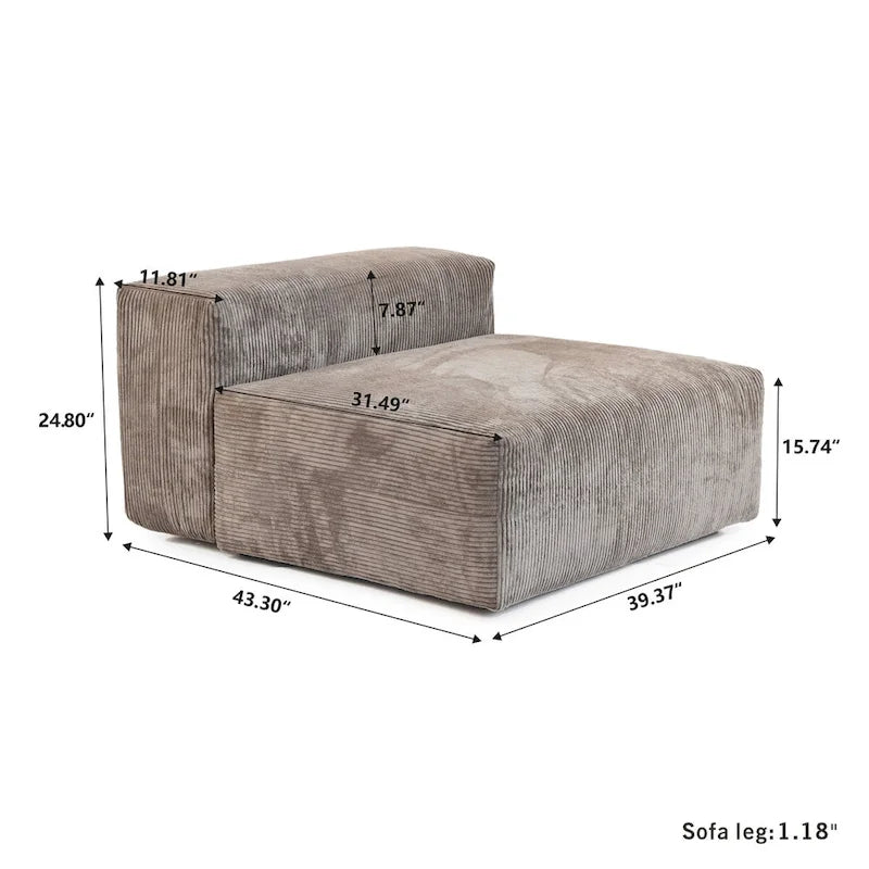 181Oversized Corduroy Sectional Sofa Couch with Ottoman, L Shaped Convertible Couch Deep Seat Couches for Modern Living Room