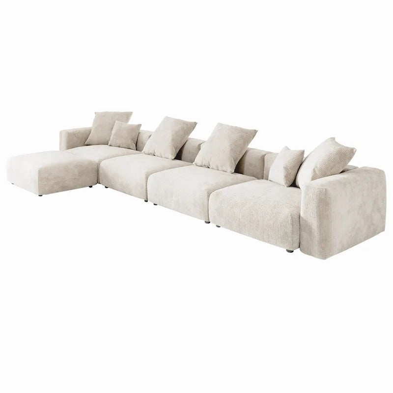 181Oversized Corduroy Sectional Sofa Couch with Ottoman, L Shaped Convertible Couch Deep Seat Couches for Modern Living Room