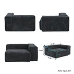 181Oversized Corduroy Sectional Sofa Couch with Ottoman, L Shaped Convertible Couch Deep Seat Couches for Modern Living Room