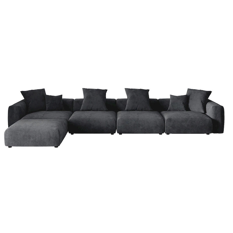 181Oversized Corduroy Sectional Sofa Couch with Ottoman, L Shaped Convertible Couch Deep Seat Couches for Modern Living Room