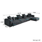 181Oversized Corduroy Sectional Sofa Couch with Ottoman, L Shaped Convertible Couch Deep Seat Couches for Modern Living Room