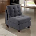Lemy 32 Inch Modular Armless Sofa Chair, Tufted Gray Upholstery, Solid Wood
