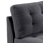 Lemy 32 Inch Modular Armless Sofa Chair, Tufted Gray Upholstery, Solid Wood