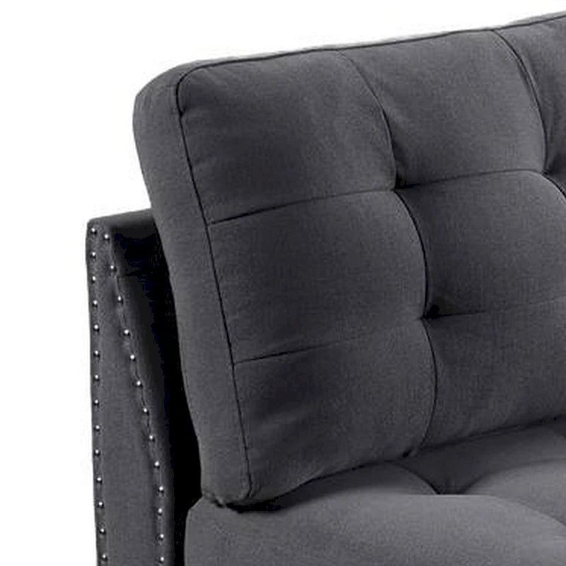 Lemy 32 Inch Modular Armless Sofa Chair, Tufted Gray Upholstery, Solid Wood