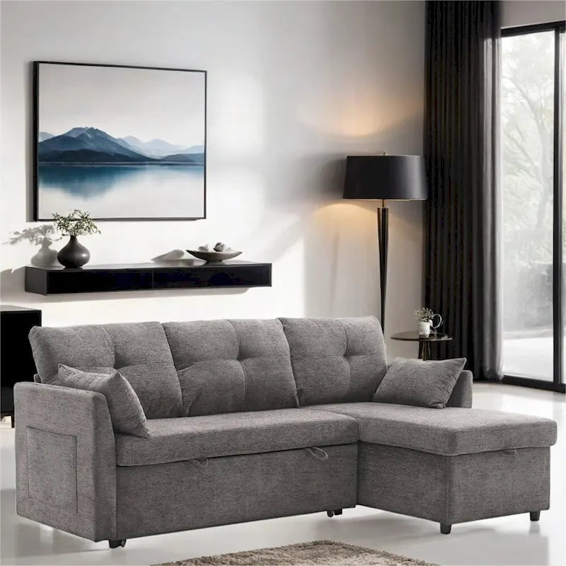 L Shaped Modular Sectional Sofa w/ Reversible Chaise and Storage Seat