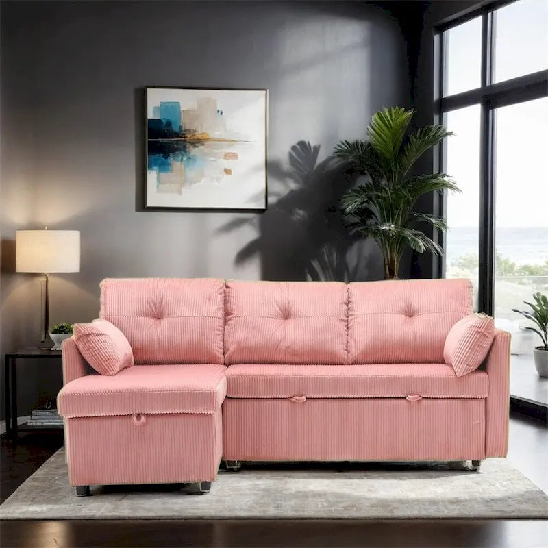 L Shaped Modular Sectional Sofa w/ Reversible Chaise and Storage Seat
