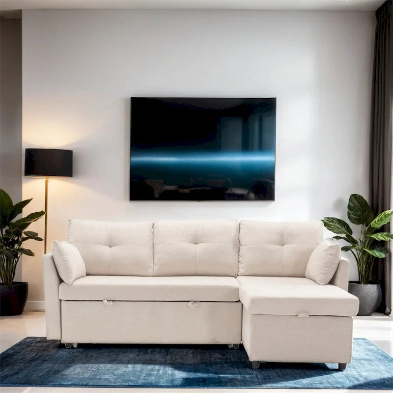 L Shaped Modular Sectional Sofa w/ Reversible Chaise and Storage Seat