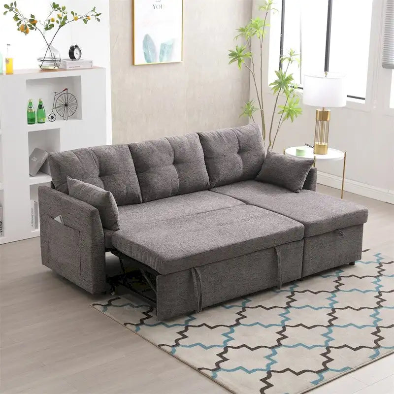 L Shaped Modular Sectional Sofa w/ Reversible Chaise and Storage Seat