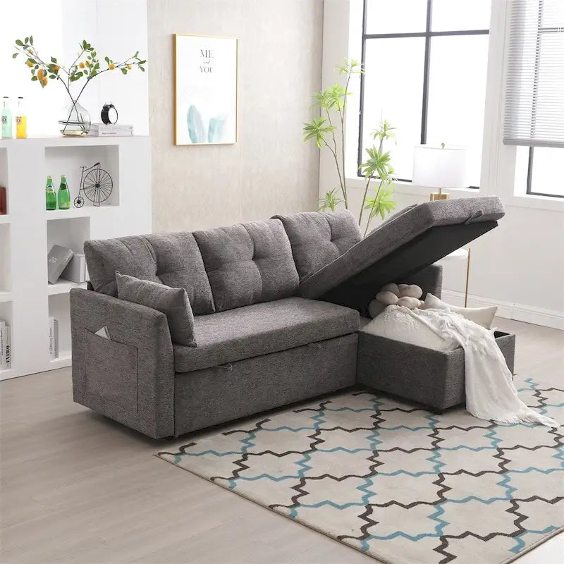 L Shaped Modular Sectional Sofa w/ Reversible Chaise and Storage Seat