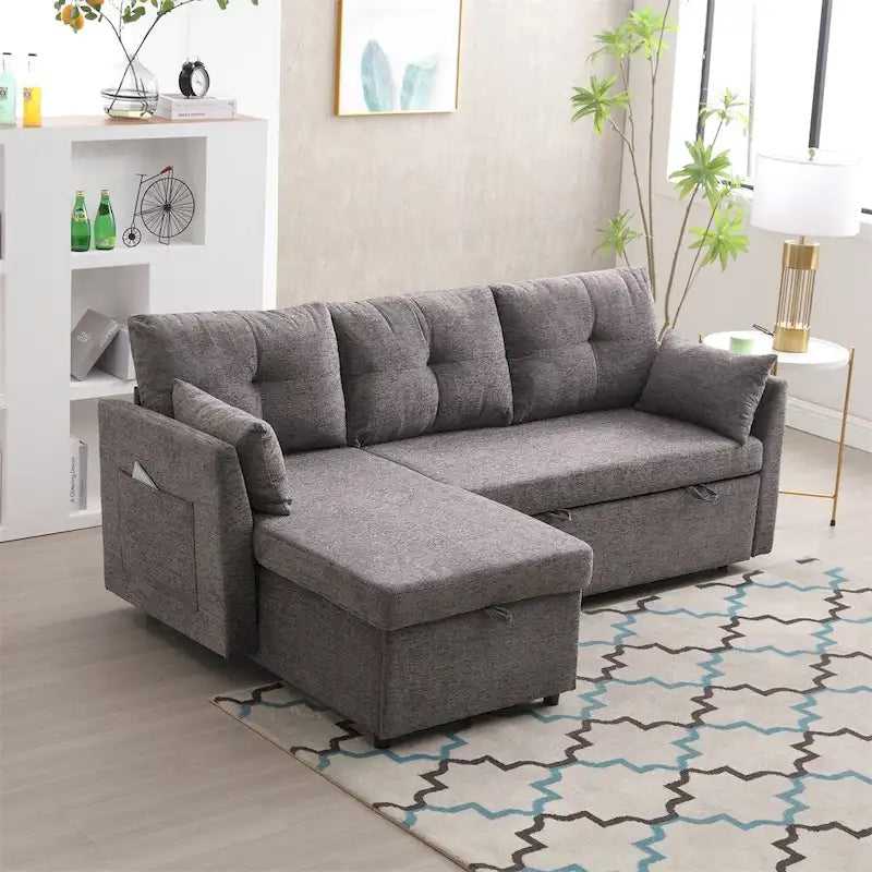 L Shaped Modular Sectional Sofa w/ Reversible Chaise and Storage Seat