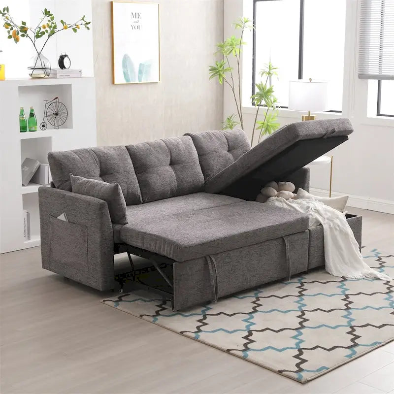 L Shaped Modular Sectional Sofa w/ Reversible Chaise and Storage Seat