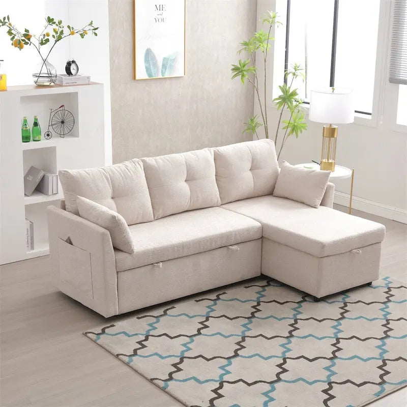 L Shaped Modular Sectional Sofa w/ Reversible Chaise and Storage Seat