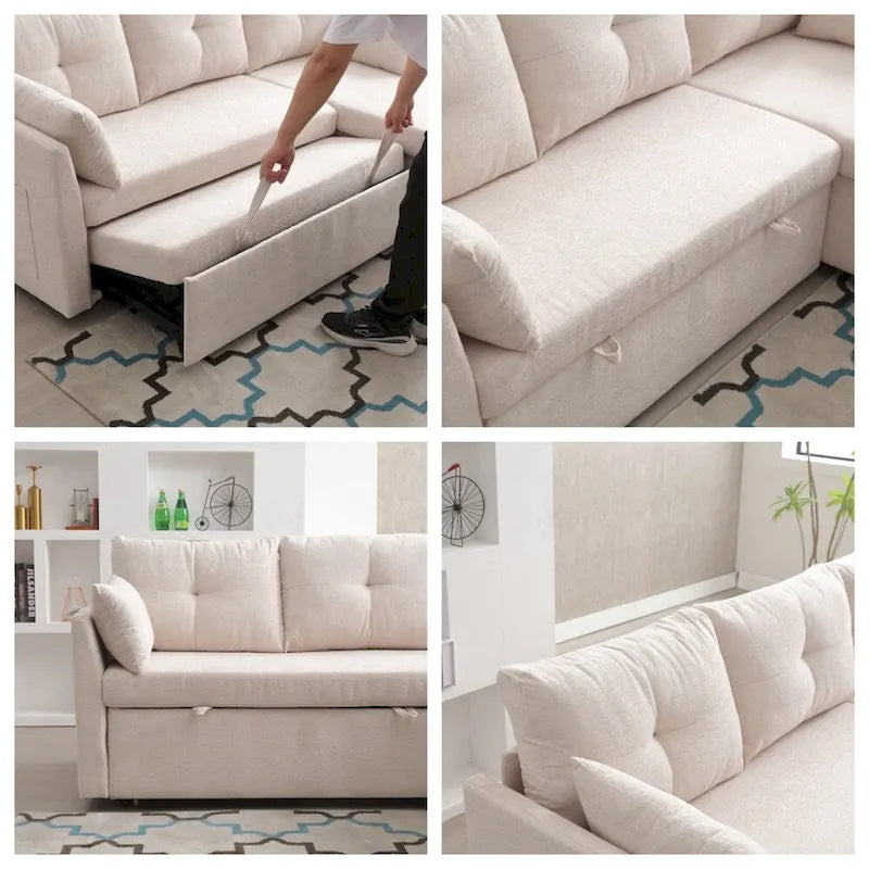 L Shaped Modular Sectional Sofa w/ Reversible Chaise and Storage Seat
