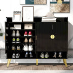 Shoe Cabinet with Doors, 11-Tier Shoe Storage Cabinet with Adjustable Shelves, Modern Wooden Shoes Shoe Storage Organizer