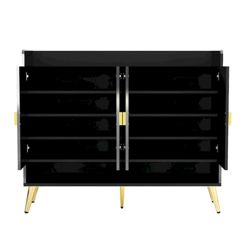 Shoe Cabinet with Doors, 11-Tier Shoe Storage Cabinet with Adjustable Shelves, Modern Wooden Shoes Shoe Storage Organizer