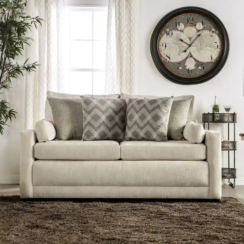 Breward Transitional Beige Chenille Padded 2-Piece Sofa Set by Furniture of America