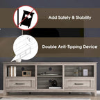 Grey TV Stand with Storage Drawers Cable Management for 65/75 inch TV - M