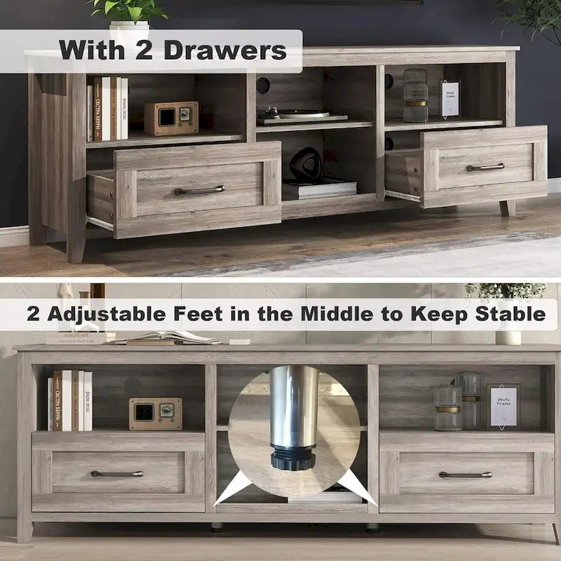 Grey TV Stand with Storage Drawers Cable Management for 65/75 inch TV - M