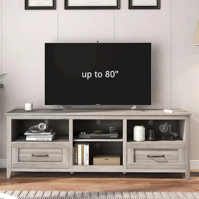 Grey TV Stand with Storage Drawers Cable Management for 65/75 inch TV - M