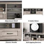 Grey TV Stand with Storage Drawers Cable Management for 65/75 inch TV - M