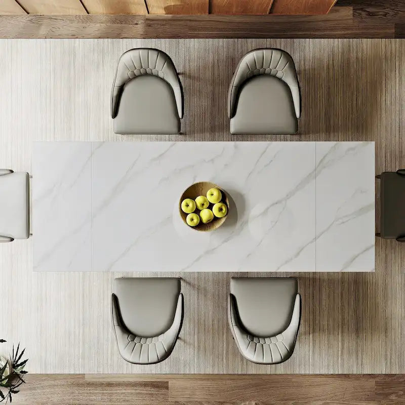 9 - Piece Extendable Rectangular Sintered Stone Cross Legs Dining Set With 8 Chairs