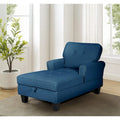 Chaise Lounge Indoor Sleeper Sofa Bed Chair Upholstered Lounge Chair for Bedroom Living Room with Rivets Blue