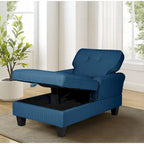 Chaise Lounge Indoor Sleeper Sofa Bed Chair Upholstered Lounge Chair for Bedroom Living Room with Rivets Blue