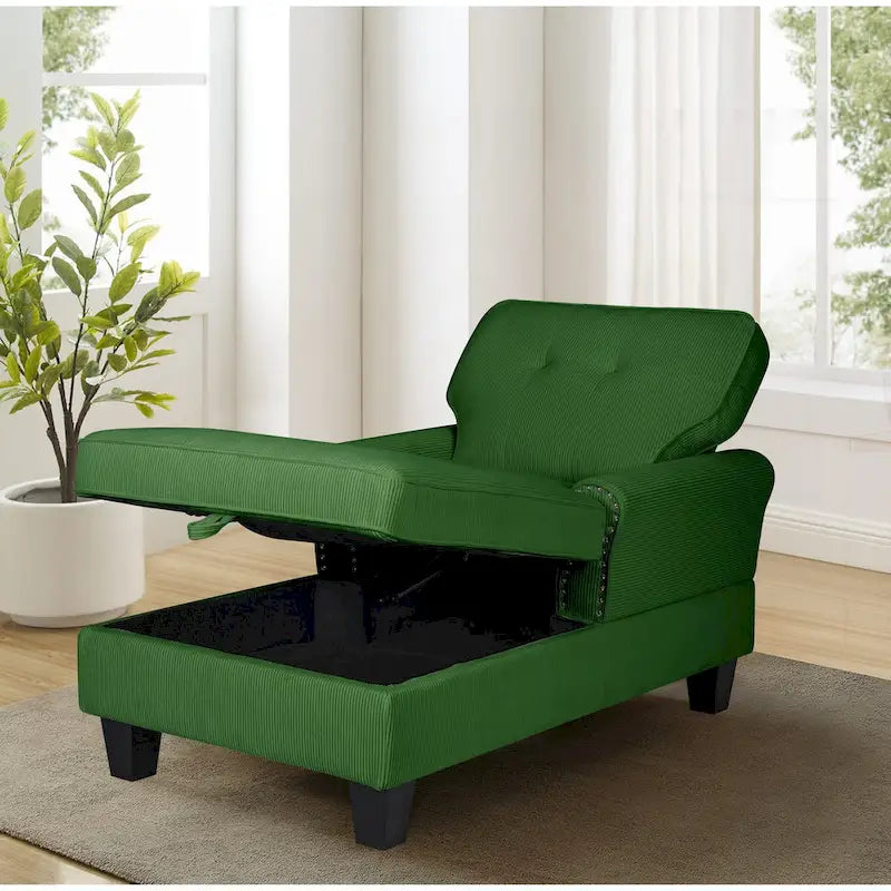 Chaise Lounge Indoor Sleeper Sofa Bed Chair Upholstered Lounge Chair for Bedroom Living Room with Rivets Blue