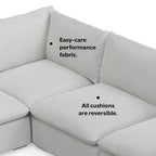 WyndenHall Marlee Corner Sectional Modular Sofa and Ottoman Set in Velvety Chenille Performance Fabric