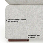 WyndenHall Marlee Corner Sectional Modular Sofa and Ottoman Set in Velvety Chenille Performance Fabric