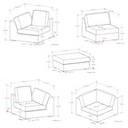 WyndenHall Marlee Corner Sectional Modular Sofa and Ottoman Set in Velvety Chenille Performance Fabric