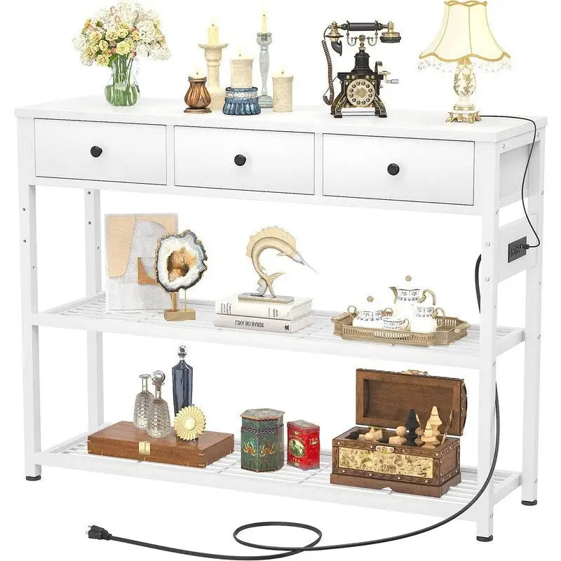47 Entryway Table with Outlets and USB Ports - 11.8D x 47.2W x 31.8H