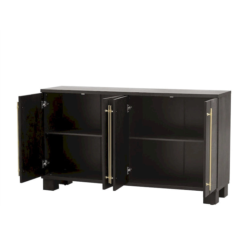 Wood Traditional Style Sideboard with Adjustable Shelves