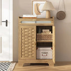 Coffee Bar Cabinet, Modern Farmhouse Buffet Sideboard with Drawer and Adjustable Shelf, Barn Door Storage Cabinet for Kitchen