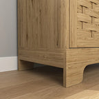 Coffee Bar Cabinet, Modern Farmhouse Buffet Sideboard with Drawer and Adjustable Shelf, Barn Door Storage Cabinet for Kitchen